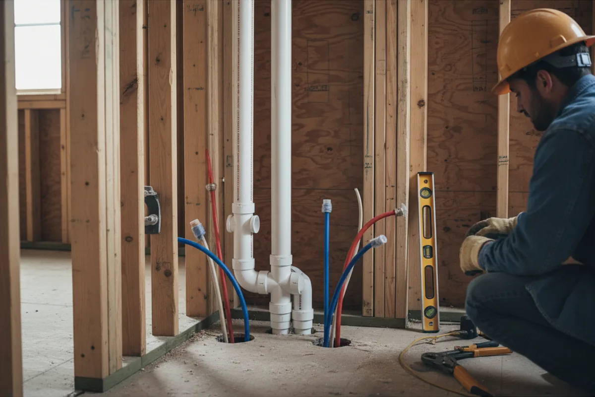 Drain and supply rough-in during Leak Detection in Wirtz