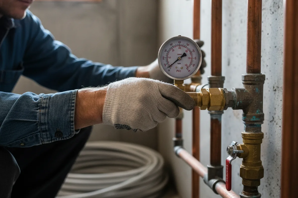 Pressure testing a repaired line during Water Line Repair in Wirtz